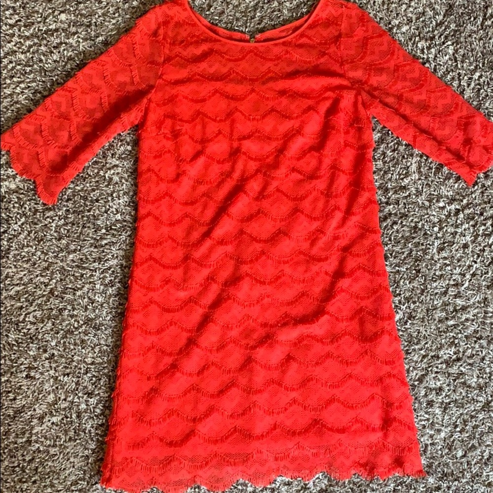 Jessica Howard Red Lace Midi Dress